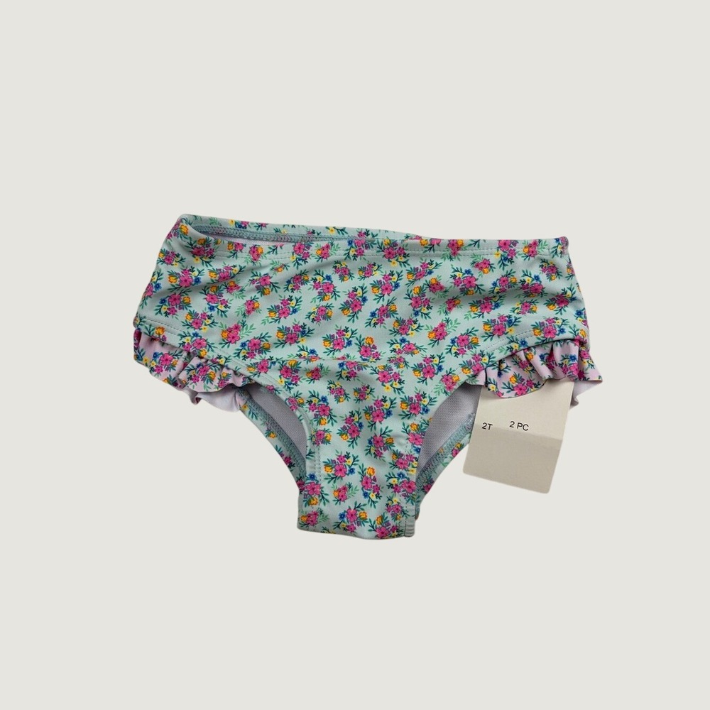 Andy & Evan Mint Floral Bikini Bottoms with Pink & Yellow Accents